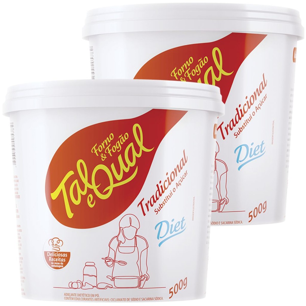 Kit 2 Adoçante Forno e Fogão Tal e Qual em Pó 500g Diet | Shopee Brasil