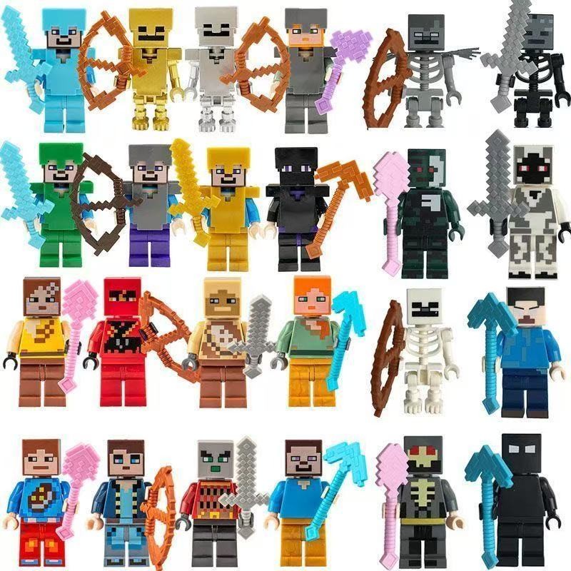 8 PCS Minecraft Série Bloco de Construção Brinquedo Steve Alex Boneca ...