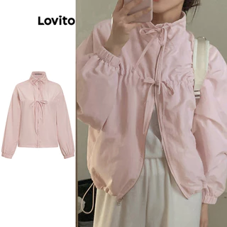 Lovito Jaqueta Casual Com Zíper Liso E Bolso Com Cordão Para Mulheres L100MD286 em Promoção na Shopee Lovito Jaqueta Casual Com Zíper Liso E Bolso Com Cordão Para Mulheres L100MD286