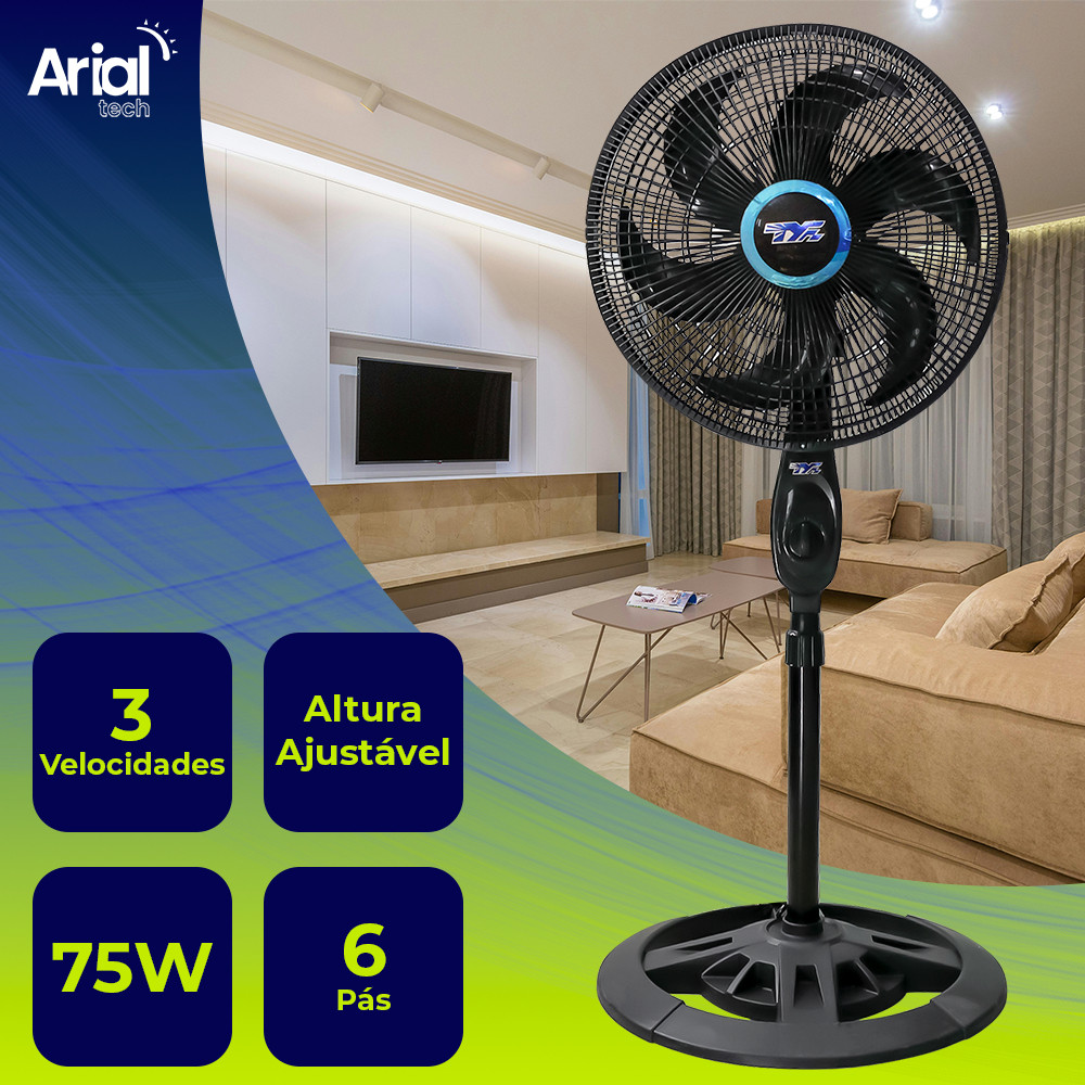 Ventilador Turbo de Chão 6 Pás Silencioso Coluna Pedestal Potente ...