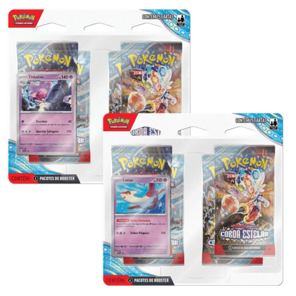 Blister Quadruplo Latias Tinkaton Coroa Estelar Pokemon TCG COPAG Jogo Carta Presente
