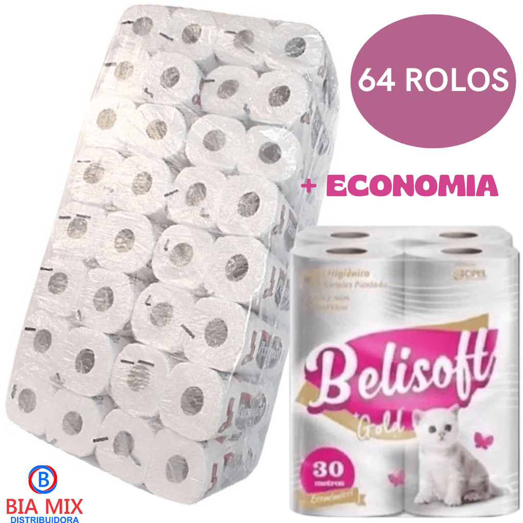 PAPEL HIGIENICO BELISOFT GOLD BR I - 64/8 X 30 M -FOLHA - PRANCHA