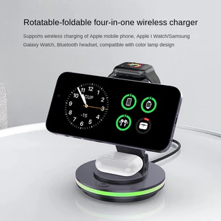 Carregador Magnético Dobrável Sem Fio, Carregador 4 em 1 para Apple iPhone 15 Pro Max, 14, 13, 12, Airpods 3, 2 Pro