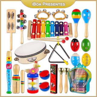 Conjunto De Instrumentos Musicais De Percussão Infantil 22 Peças, Brinquedos Educativos Musicais