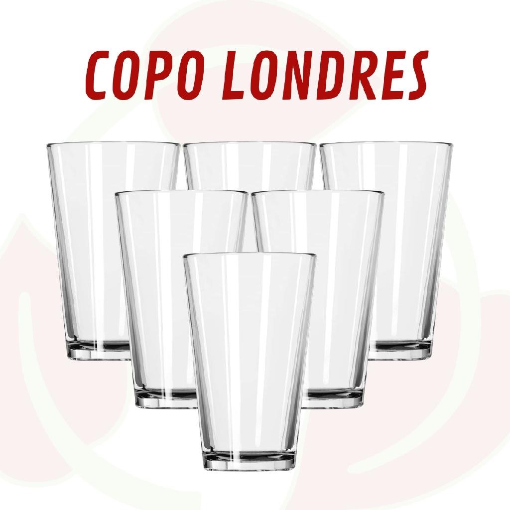 Kit Copos Londres 240ML Vidro Grosso Restaurante Bar Suco