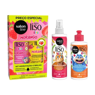 Kit Meu Liso Kids com Shampoo + Condicionador, Creme para Pentear e Spray Desembaraçante em Oferta na Shopee