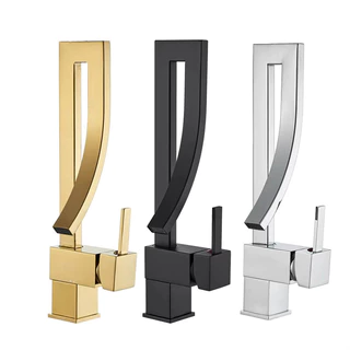 Luxo Torneira Banheiro Monocomando Quente E Fria Torneira Quadrada Inox Dourado