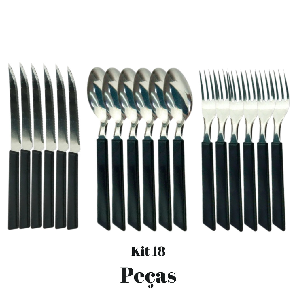 Conjunto De Talher Colher Faca Garfo Aço Inox 18 Peças | Shopee Brasil