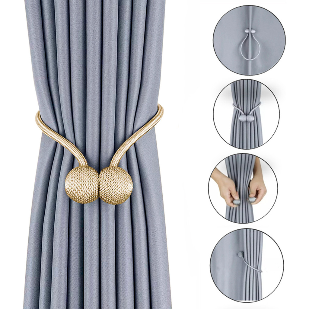 Kit 2 Prendedores De Cortina Abraçadeira Magnético Corda Ima