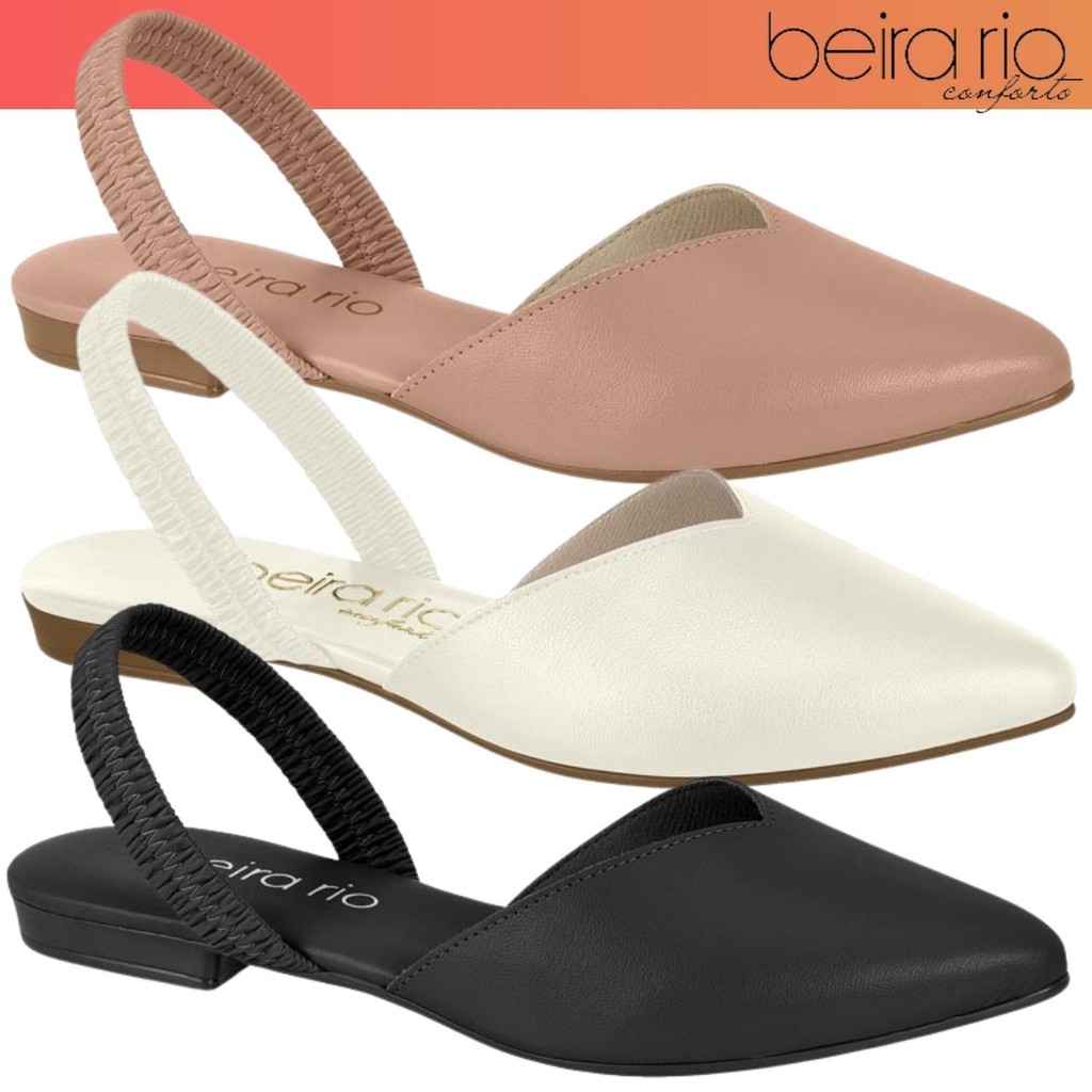 Sapatilha Feminina Beira Rio Mule Bico Fino Napa Fivela Conforto ...