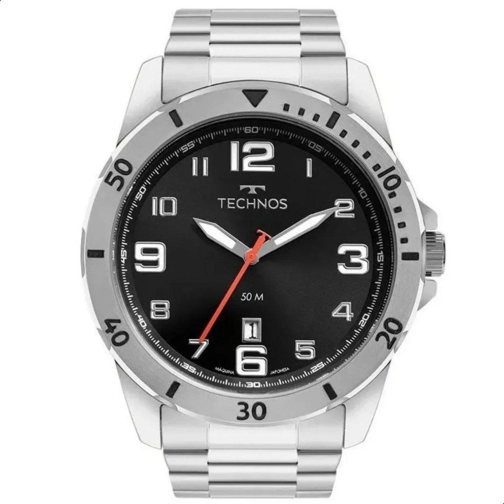 Relógio Masculino Technos Prata Analógico Com Calendário 2115MYK/1P