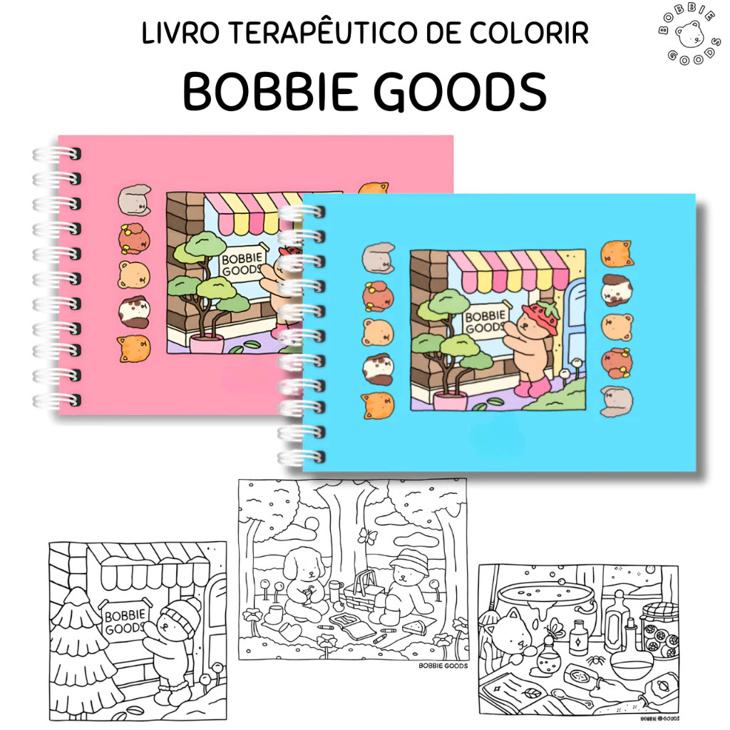Livro de Colorir Bobbie Goods A5 Capa Dura 180 Gramatura Caderno ...