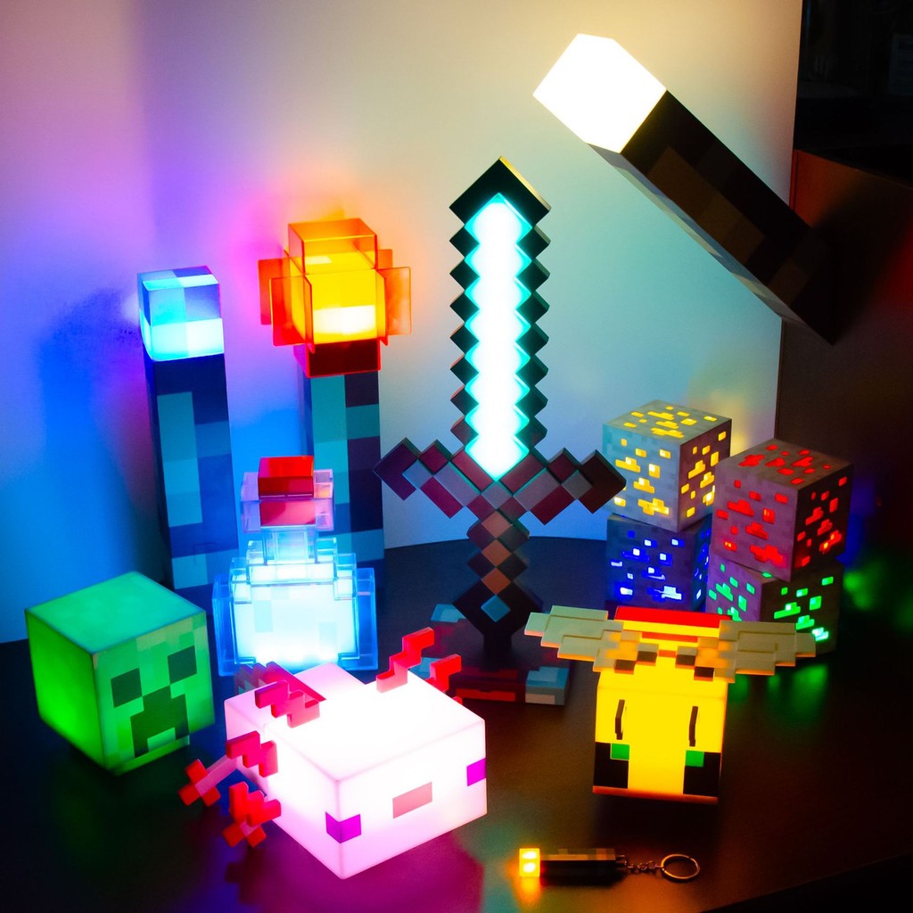 Minecraft mercadoria lâmpada de minério de diamante garrafa de poção que muda de cor Minecraft tocha modelo presente luz