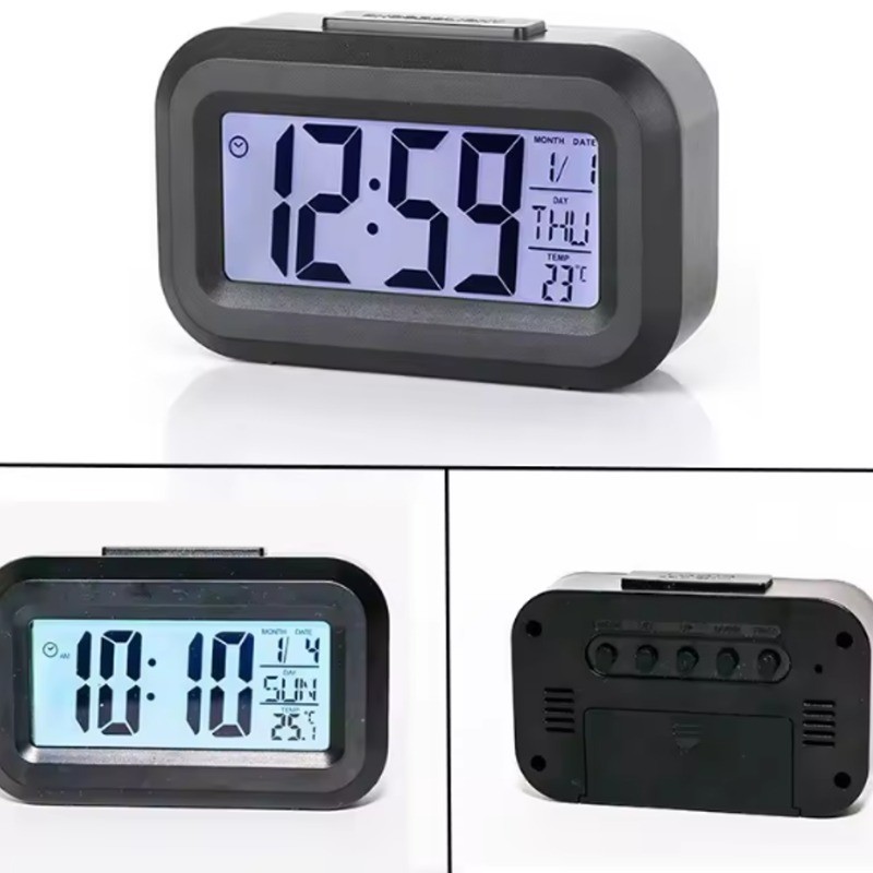 Relógio de Mesa Portátil Digital Despertador Led Lcd Brilha Escuro Pequeno