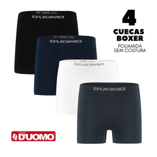 Kit 4 Cueca Boxer Duomo 256 Original Sem Costura em Microfibra/Poliamida