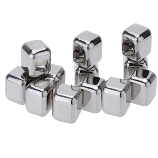Cubos de Gelo Inox Reutilizável P/ Copo de Whisky Refrigerante Suco Mantém Gelado Por Mais Tempo