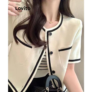Lovito Jaqueta Casual Com Padrão Liso Para Mulheres LNA73435 em Promoção na Shopee Lovito Jaqueta Casual Com Padrão Liso Para Mulheres LNA73435