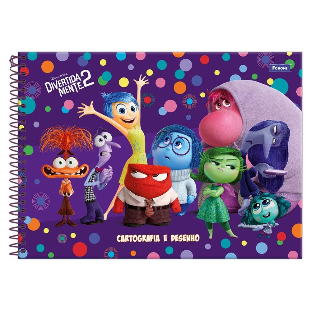 Caderno Cartografia e Desenho 80 Folhas Espiral Divertida Mente 2 Roxo ...