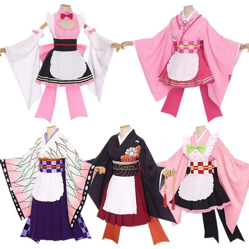 Anime Cosplay Traje Uniformes De Empregada Kanroji Mitsuri Kibutsuji ...