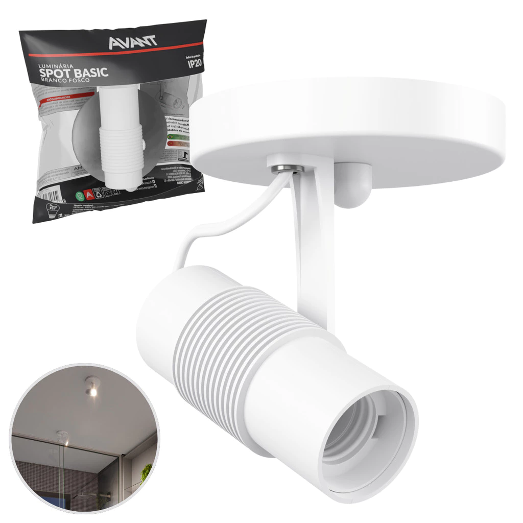 Spot De Sobrepor Basic Para 1 Lâmpada Branco Base E27 Avant