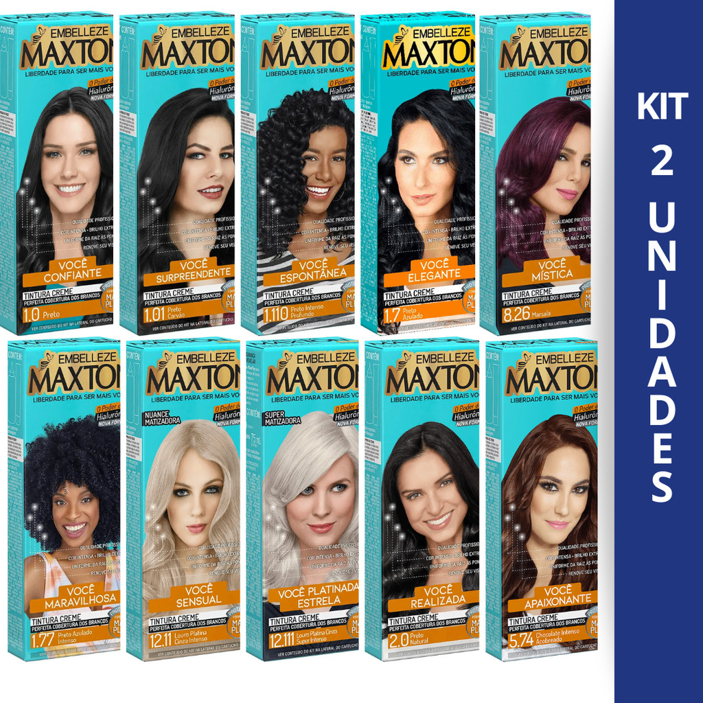 KIT 2 TINTA DE CABELO MAXTON - CONFIRA AS CORES DISPONÍVEIS | Shopee Brasil