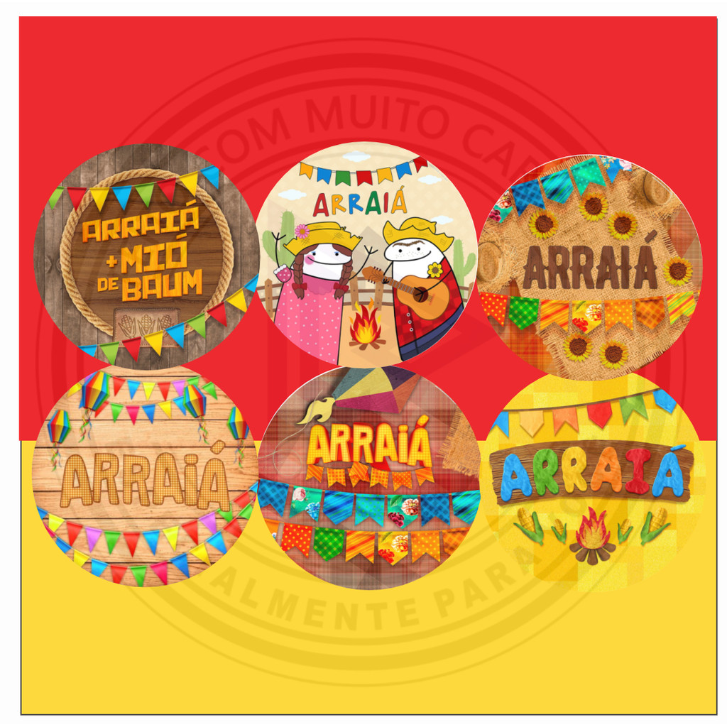 Kit 100 Etiquetas Adesivo Arraiá Festa Junina 4X4 | Shopee Brasil