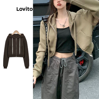 Lovito Casaco Casual Com Bolso Liso E Zíper Frontal Para Mulheres LNA37059 (Multicolorido) em Promoção na Shopee Lovito Casaco Casual Com Bolso Liso E Zíper Frontal Para Mulheres LNA37059 (Multicolorido)