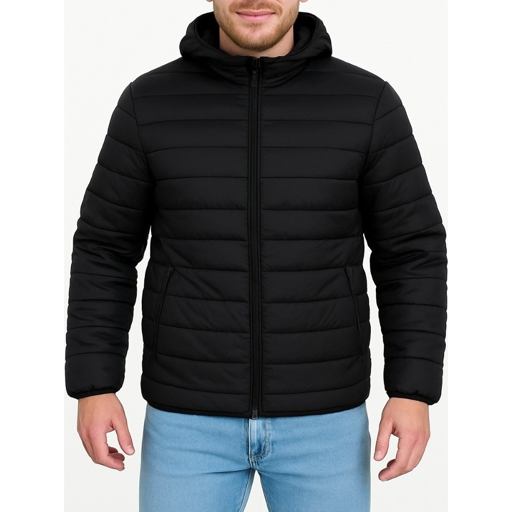 Jaqueta Gominho Masculina Casaco Preto Básico Bobojaco com Capuz