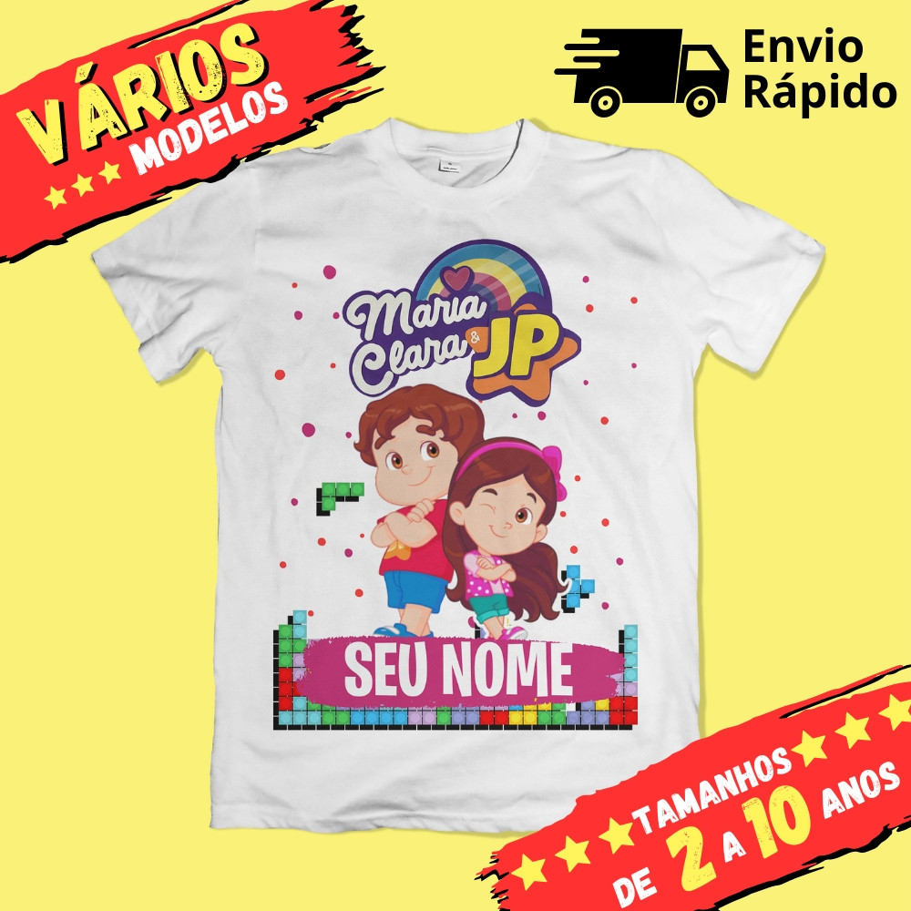 Camiseta Infantil Maria Clara e JP personalizada com nome (opcional ...
