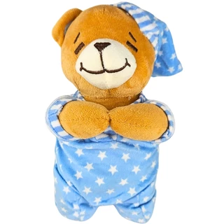 Boneco Ursinho Azul Que Reza Oração Anjinho Da Guarda Castela