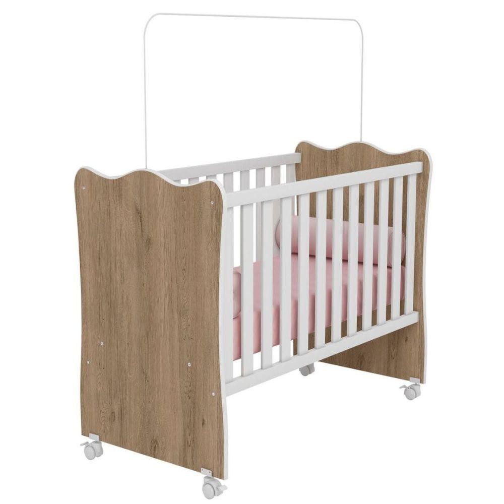 Berço De Bebê Com Rodinhas Retrô Para Quarto E Rodízios Cor:branco ...