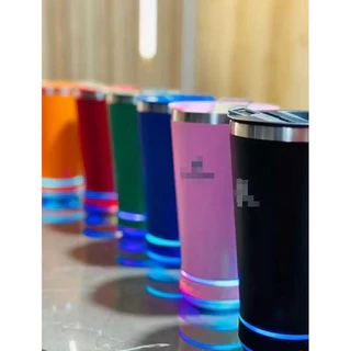 Copo térmico inox com tampa abridor e caixa de som com bluetooth Led 473ML COM LOGO