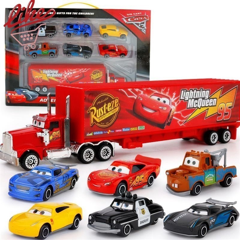 Hot Wheels 7 pçs/set Relâmpago McQueen Pixar Carro 3 Caminhão 1:64 ...