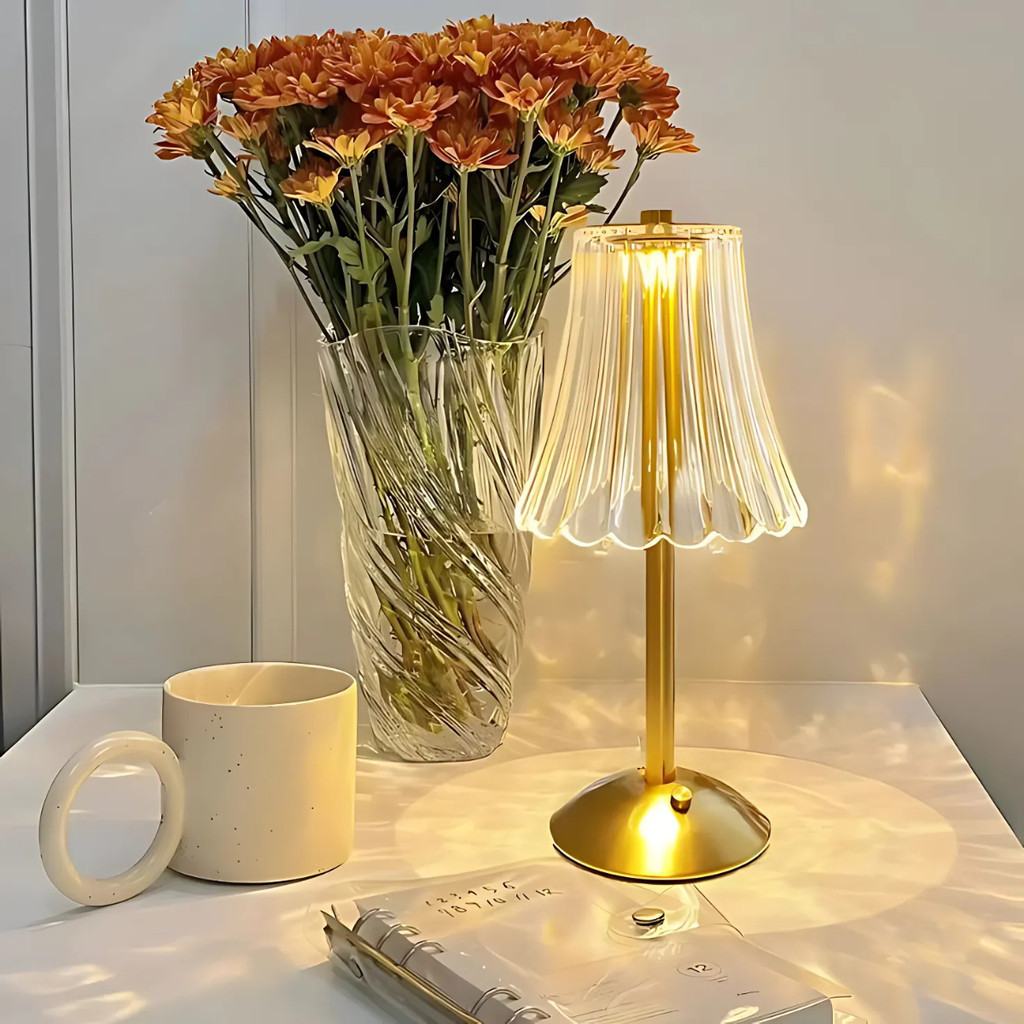 Luminária de Mesa Abajur LED Toque Sensor 3 Cores Sem Fio Seda Quarto 110/220v