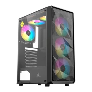 GabineteGamerAcegeekDiamond R339,Rainbow,Mid-Tower,LateraldeVidro,Com3Fans, AG-DIAMOND-R339-BK-I3F