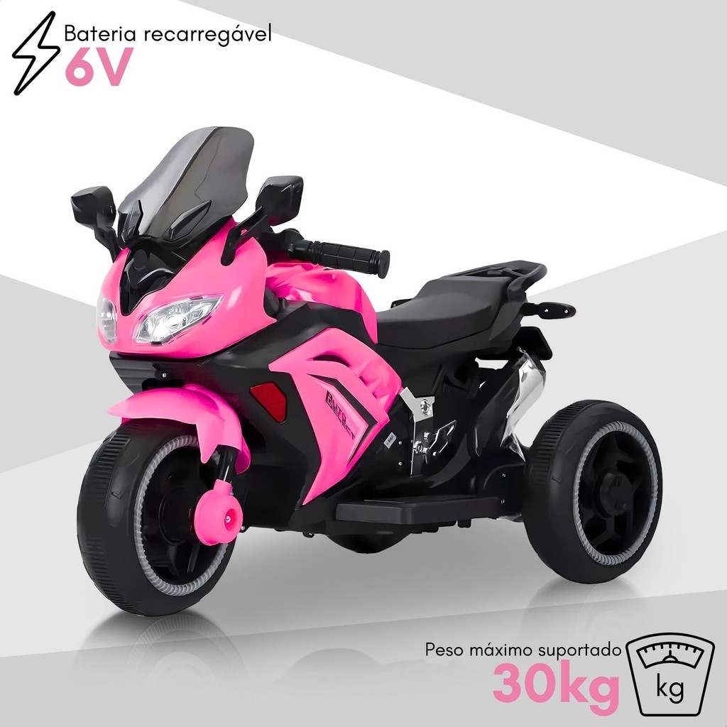 Mini Moto Elétrica Infantil Motinha Triciclo com Luz e Som Bateria 6v ...