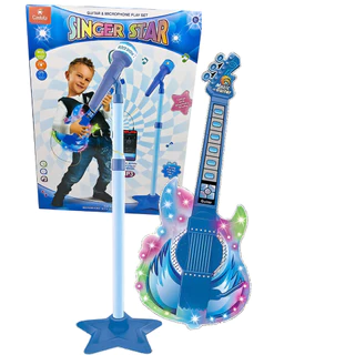 Guitarra Musical infantil Azul Microfone Singer Star Castela