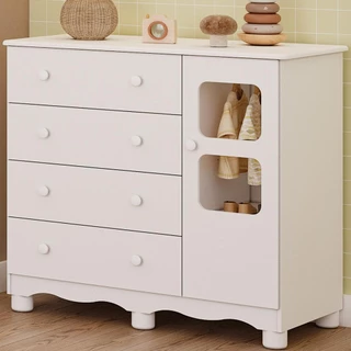 Cômoda de Bebê Infantil 1 Porta com Janela 4 Gavetas 100% MDF Uli em Oferta na Shopee
