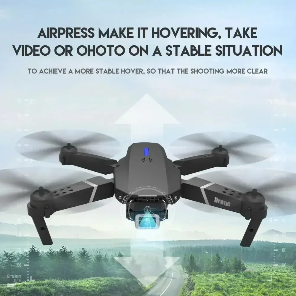 E88pro RC Drone 4k profissional e 1080P grande angular câmera HD  helicóptero dobrável WIFI FPV altura manter brinquedo d | Shopee Brasil