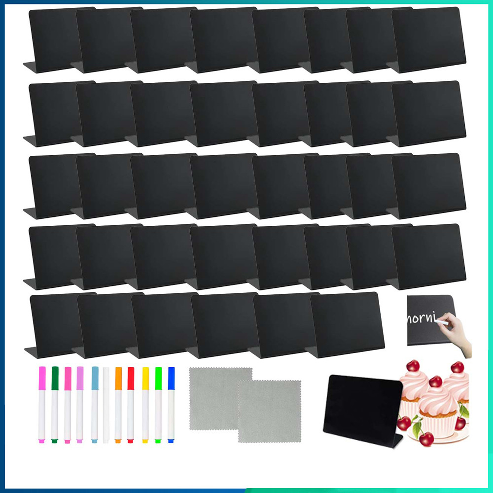 40 x Mini quadro negro cavalete festa etiqueta de comida eti