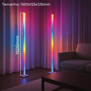1-2 Luminária de Chão RGB LED 5050 Torre Inteligente com Controle 9.6W Barra Modo Música via USB