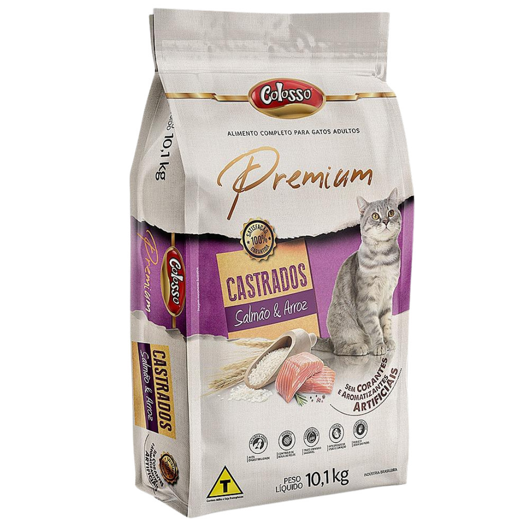 Ração Colosso Premium Gato Castrado 10 Kg Salmão | Shopee Brasil