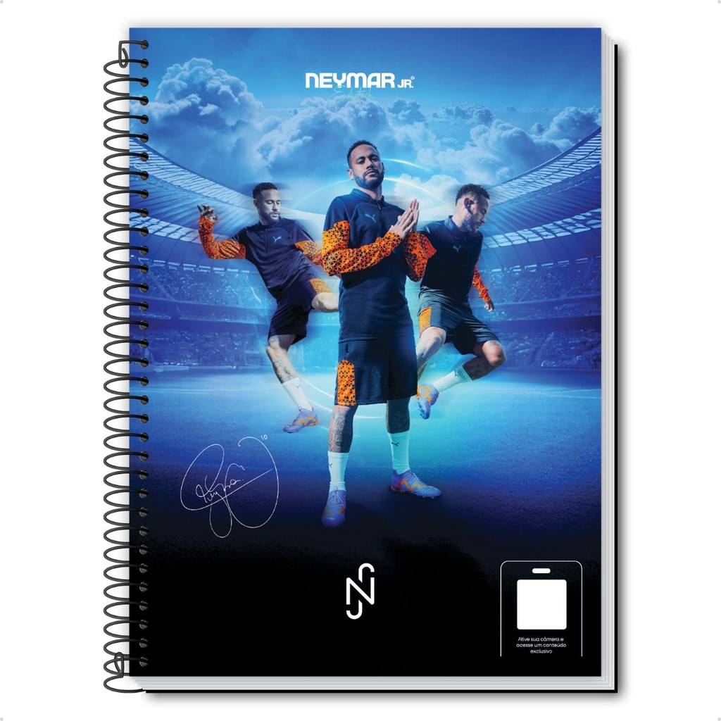 Caderno Oficial Neymar jr Camisa 10 Universitário 10 matéria 160 folhas ...