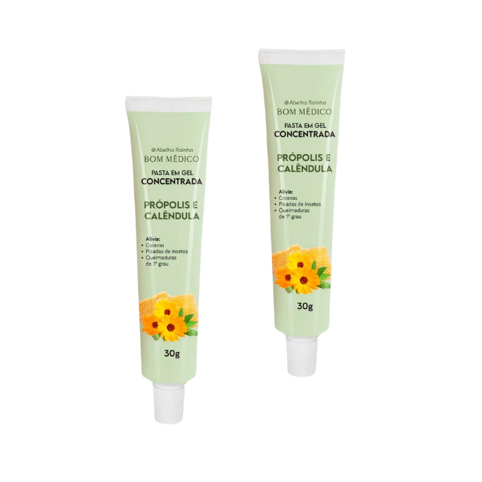 Kit 2 Pasta Pomada Gel Com Própolis Queimadura E Picada Bom Médico 30g ...