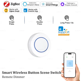 Ewelink-Zigbee Interruptor de Parede Sem Fio, Botão Cena, Handy Key Switches, Cenário Automação Funciona com Zigbee2MQTT