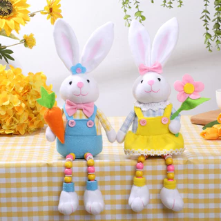 2 Pçs Coelhinho Da Páscoa Ovo Cenoura Grânulo Pernas Primavera Campo Boneca Decoração Mobiliário Doméstico