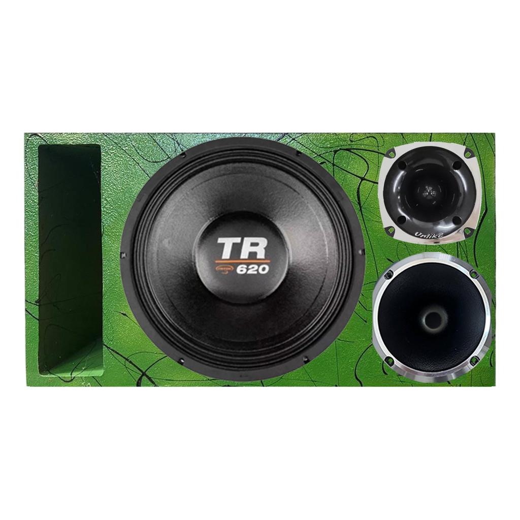 CAIXA TRIO DUTO RÉGUA ALTO FALANTE TRITON TR620 CORNETA 1425 PRETA