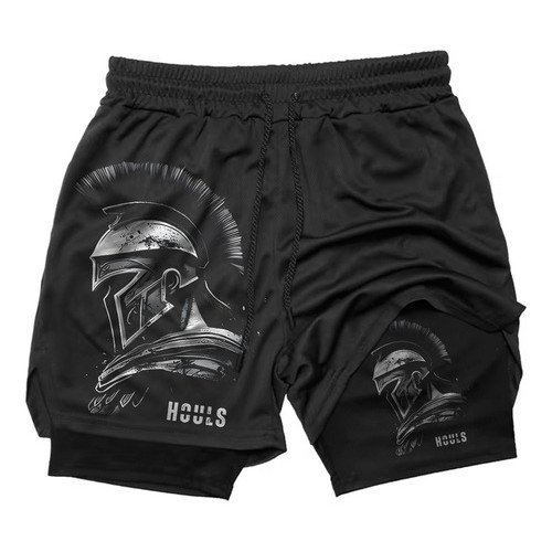 Short 2 Em 1 Espartano De Compressão Bermuda Treino Corrida Moda