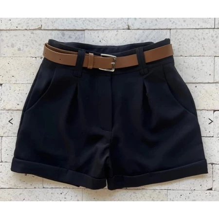 Short feminino alfaiataria social com cinto cintura alta