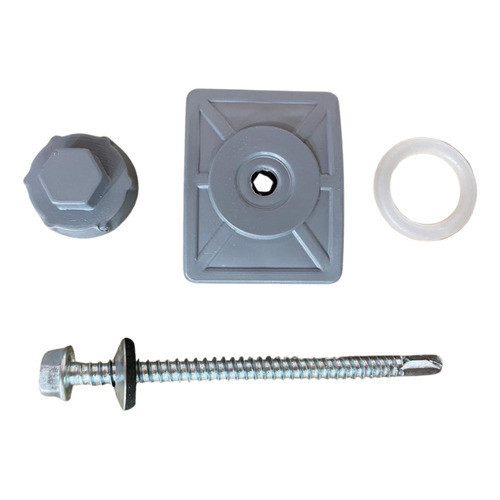 Kit Vedação Fixação 100 Capa + Parafuso Telha PVC Colonial CINZA PLAN ...
